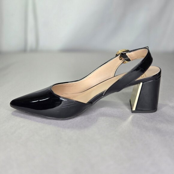 Jones New York Women's Candree Block Heel Slingback Pumps - Black Patent - Picture 3 of 8